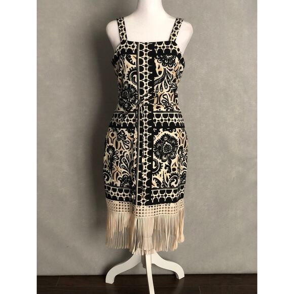 Tahari ASL Women's Size 4 Border Print Fringe Dress NEW - Picture 1 of 9